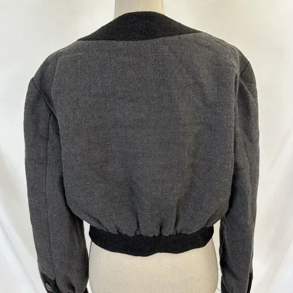 VTG Moschino Cheap and Chic Gray Wool Cropped Jacket Size 10 US Military